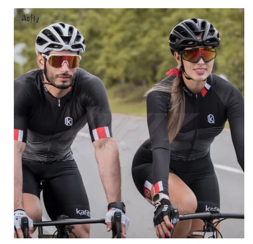 2023 couples black Kafitt Triathlon Cycling clothes Skinsuit sets Maillot Ropa Ciclismo Bicycle Clothing Go pro Jumpsuit kits