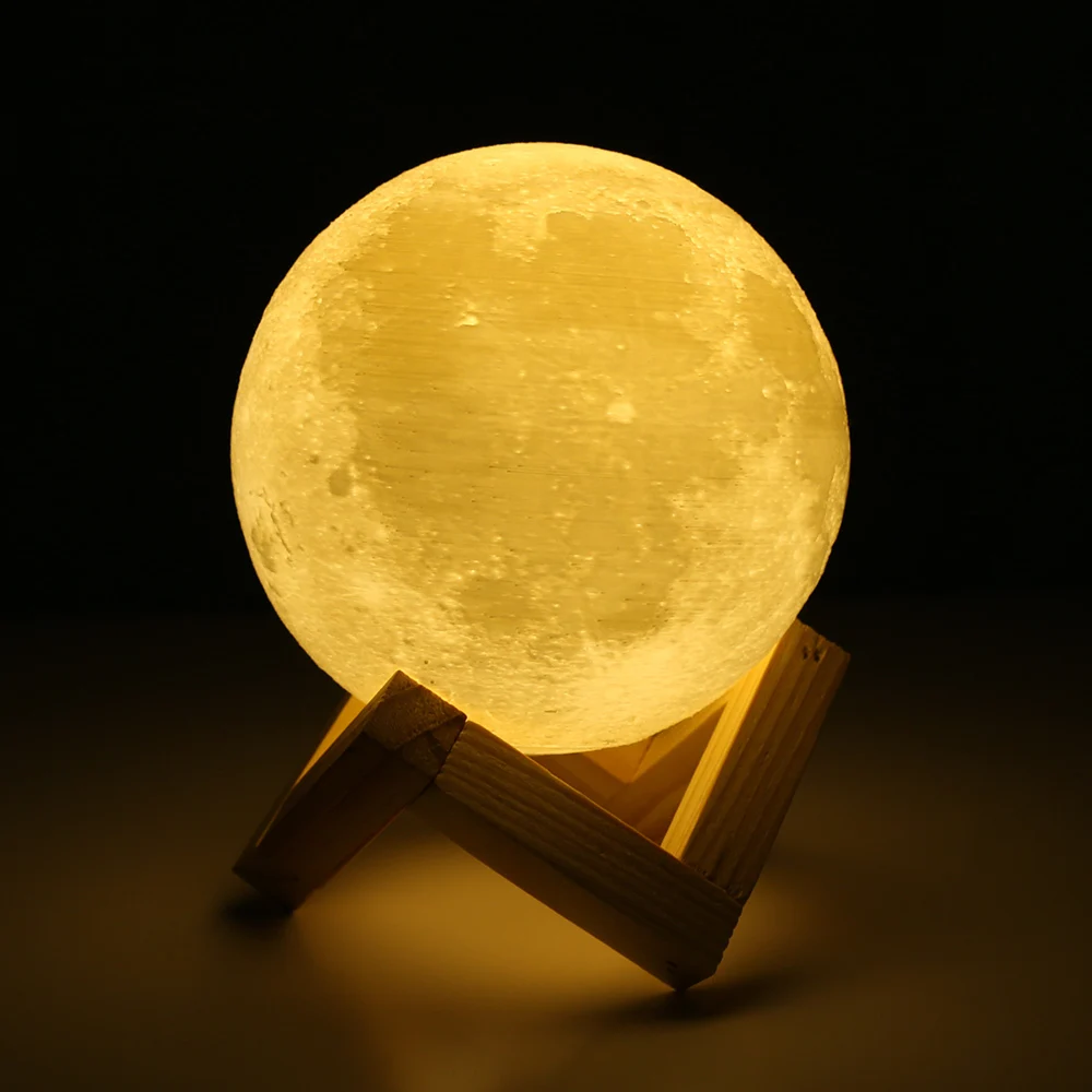 3D Print Rechargeable Moon Lamp LED Night Light Creative Touch Switch Moon Light For Bedroom Decoration Birthday Gift