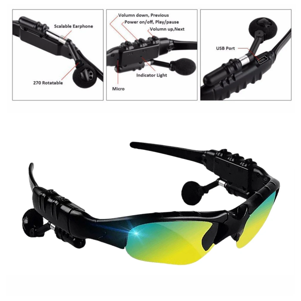 Music Sports Bluetooth Sunglasses Polarized Glasses Headset Headphone With Mic for Driving