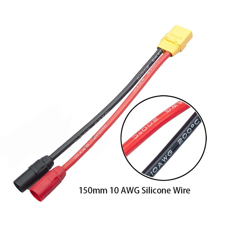 Aerops 1PC XT90 Female to Anti Spark AS150 Plug 10AWG Silicone Charging Wire Cable Connector Adapter for Charger Connecting