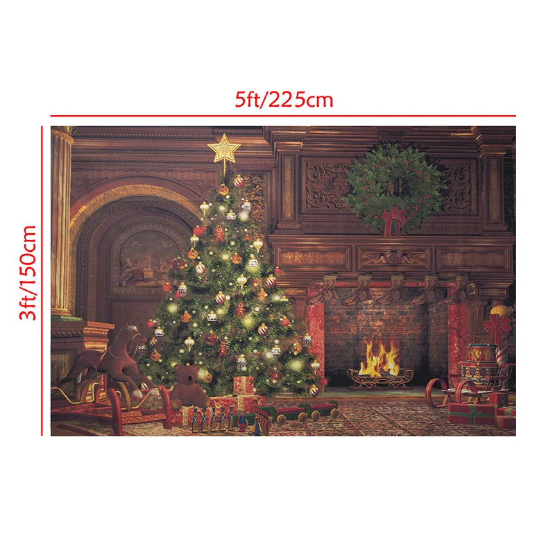 150*225 سنتيمتر عيد الميلاد المشارك الشتاء الثلوج الموقد شجرة عيد الميلاد التصوير خلفية السنة الجديدة خلفية حفلة الديكور