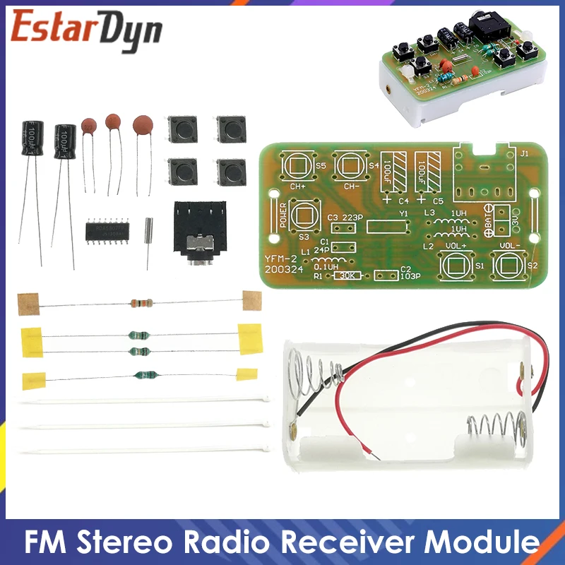 76-108MHz FM Stereo Radio DIY Kit Wireless FM Receiver/Transmitter Frequency Modulation Electronics Soldering Practice Project