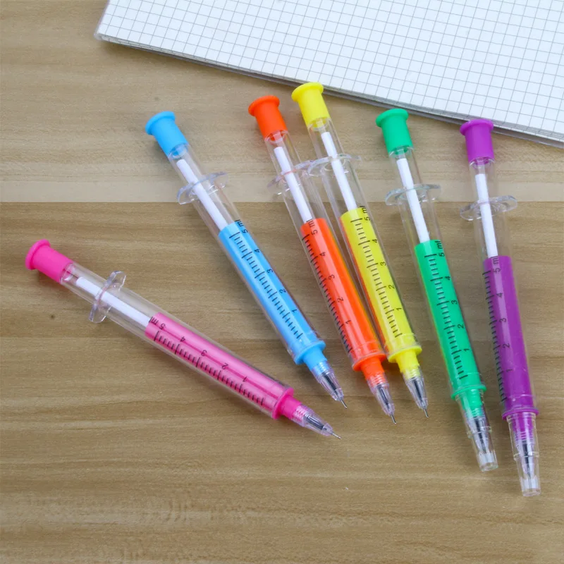 

24Pcs Syringe Gel Pen Needle Tube Gel Pens Black Ink Ballpoint Pen Syringe Water Pen Student Learning Stationery Wholesale