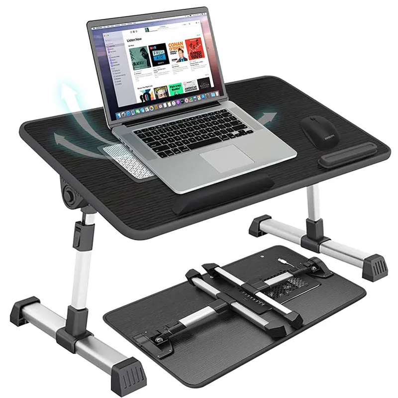 Portable Bed Folding Laptop Stand Desk, Cooling Fan Computer Desk, Adjustable Lift Desk, Coffee Table, Sofa Available