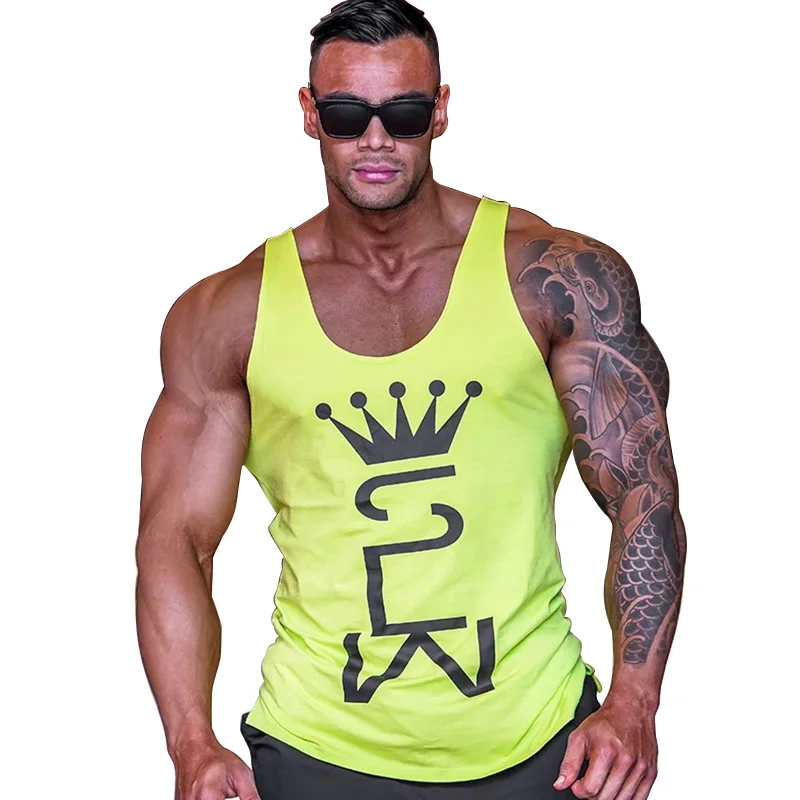 Men Tank Top Gym Workout Singlet Sleeveless Blouse Stringer Tank Tops Bodybuilding Show Muscle