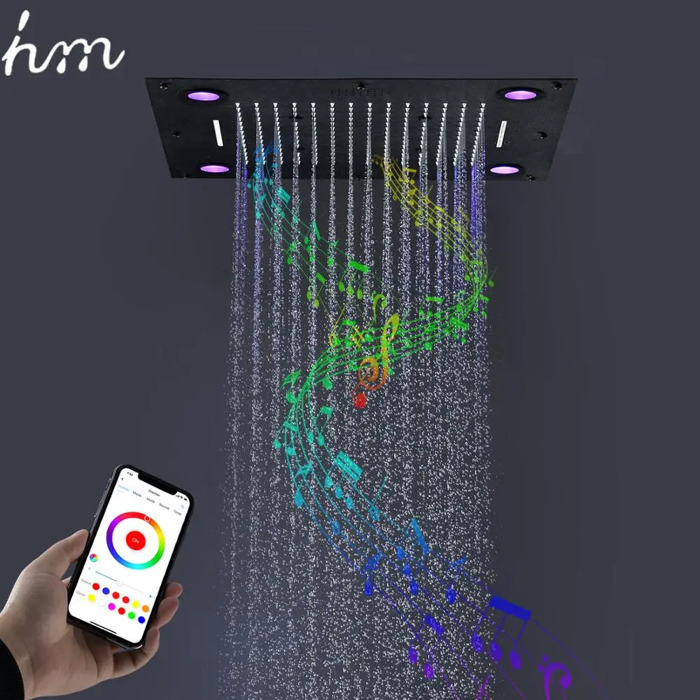 Bathroom Accessories LED Shower Head 24Inch Multi Function Music Shower Head Panel Ceiling Massage Waterfall Rain Faucets System