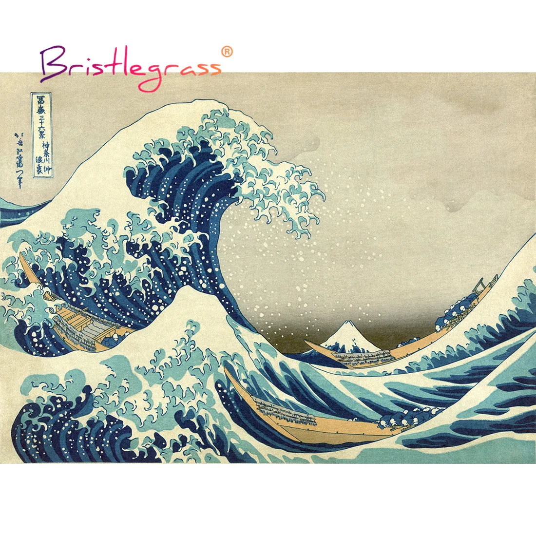 BRISTLEGRASS Wooden Jigsaw Puzzles 500 1000 Pieces Great Wave Off Kanagawa Hokusai Ukiyoe 36 Views of Mount Fuji Educational Toy