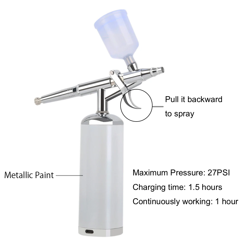 Imagem -04 - Aerógrafo sem Fio Recarregável com Compressor Grupo Cosmético Pessoal Facial Pele Cuidados com os Cabelos Preto Barbeiro Casa Faça Você Mesmo Lady Gift