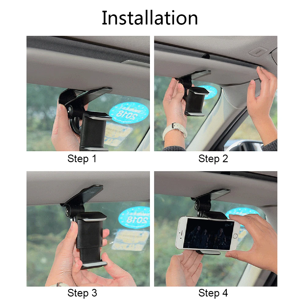 Universal Auto Sonnenblende Telefon Halter 360 Grad Rotation Autos Navigation Halterung Ständer Clip Handy Halterung Zubehör – Detail 10