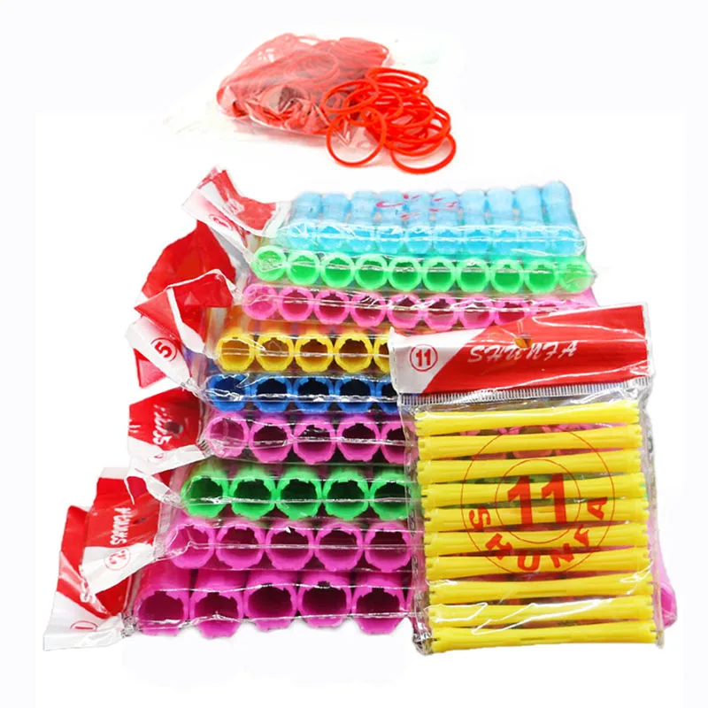 3Packs Hair Rollers Curlers Hairdressing Wave Cold Perm Rod Corn Hair Clip Curler Attached with Heat-Resistance Rubber Band U852