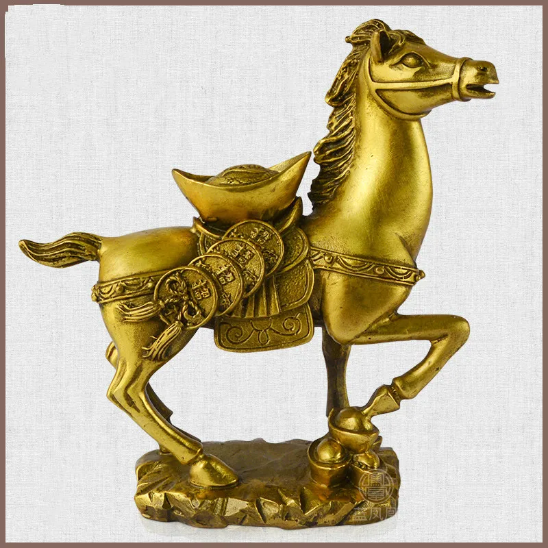 Chinese Style Handmade Copper Horse Ornament Gold Lucky Office Home Birth Horse Decoration Crafts Will Be Rich Soon