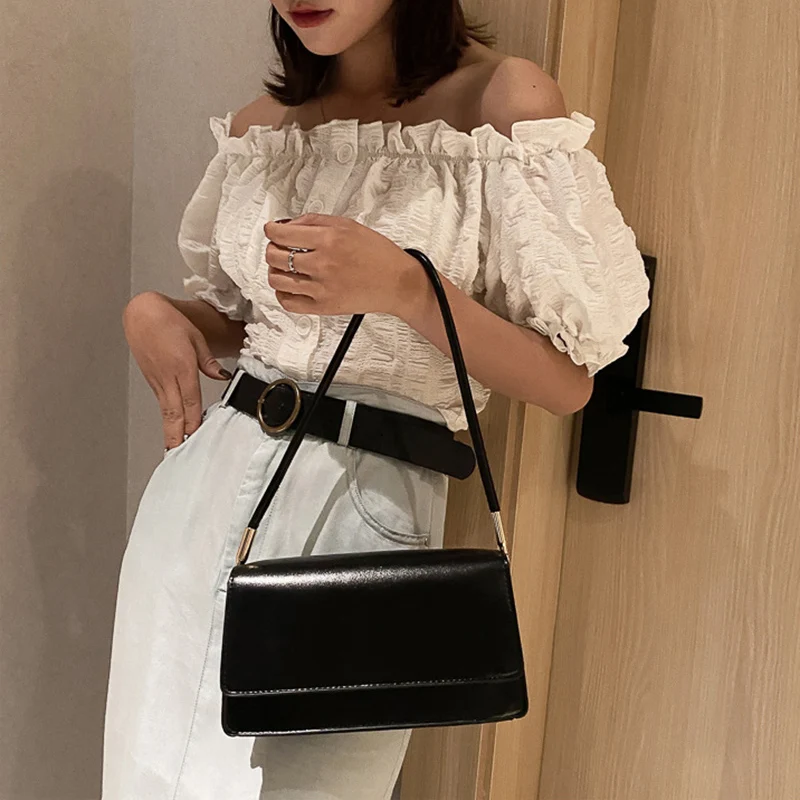 New Fashion Women Shoulder Bags Simple Solid Color Armpit Handbag Purse Clutch Messenger Bag Clutch