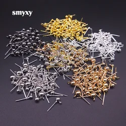 30pcs/packs Stainless Steel Pin Findings Stud Earring Basic Pins Stoppers Connector Metal Ear Pins Ball Needles DIY Accessories