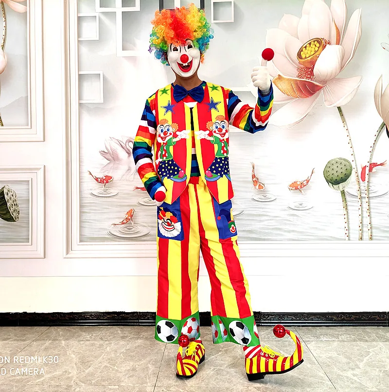 Funny Clown Costume For Adult Circus Outfit Fancy Dress Up Joker Costume Masqurade Party Supplies New Year Festival Performance