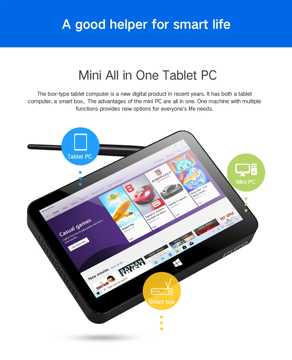 X11 Mini PC J4005 J4105 9inch 1920*1280 Win11 Win10 H9F Tablet PC 4G Ram 64G Rom TV Box BT5.0 Wifi5 RJ45 BT Pipo Mini Desktop