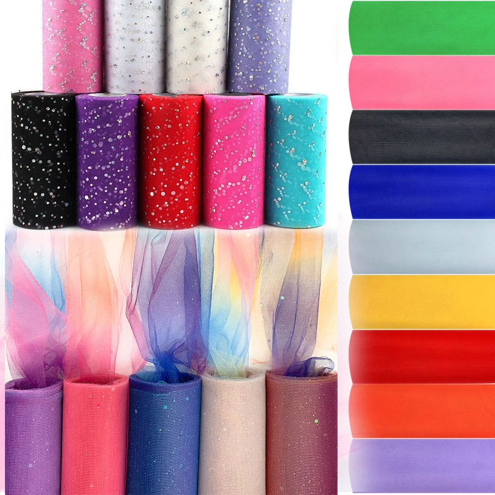 6 Zoll x 10 Yards Regenbogen-Glitzer-Tüllrollen, Pailletten-Tüll-Netzstoff für Tutu-Röcke, Näharbeiten, Geburtstags- und Hochzeitsdekoration – Detail 1