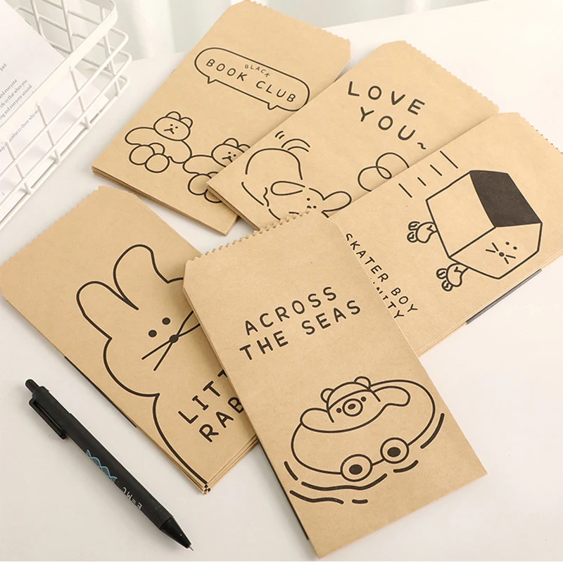 20PCS/Pack Vintage Letter Envelope Sets Cute Cartoon Envelope Kraft New Creative Letter Paper Storage Bag School Office Supplies