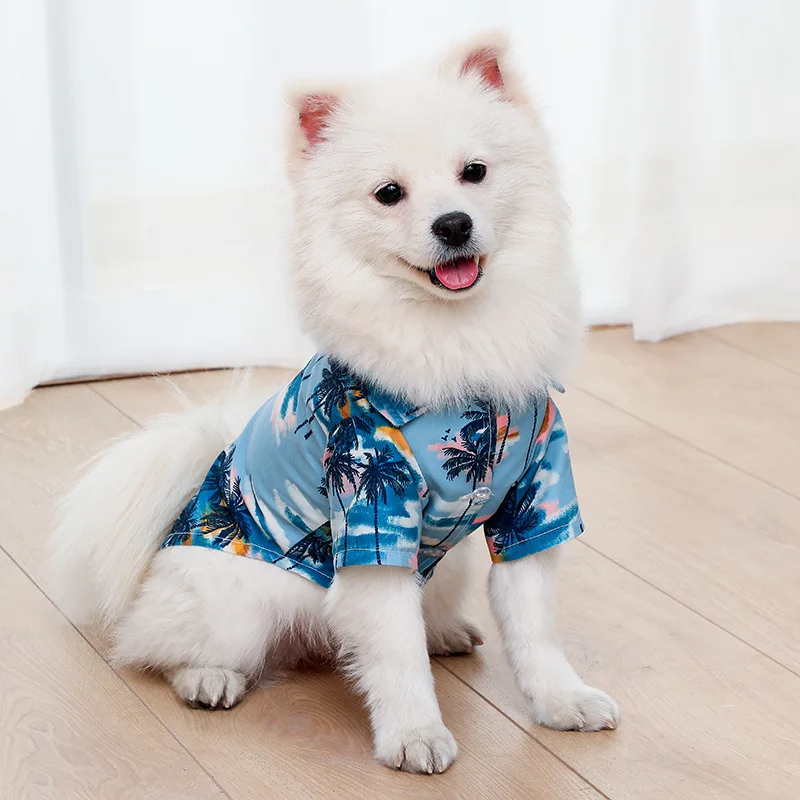 

Pet Clothes Spring and Summer New Style Beach Shirt Hawaiian Pet Dog Cat Teddy Four Seasons Clothing Supplies