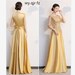 DLH-65#Cantata Performance Dress Wholesale Female Long Middle-aged Elderly Choir Host Evening Dresses Golden Wine Red Sequins