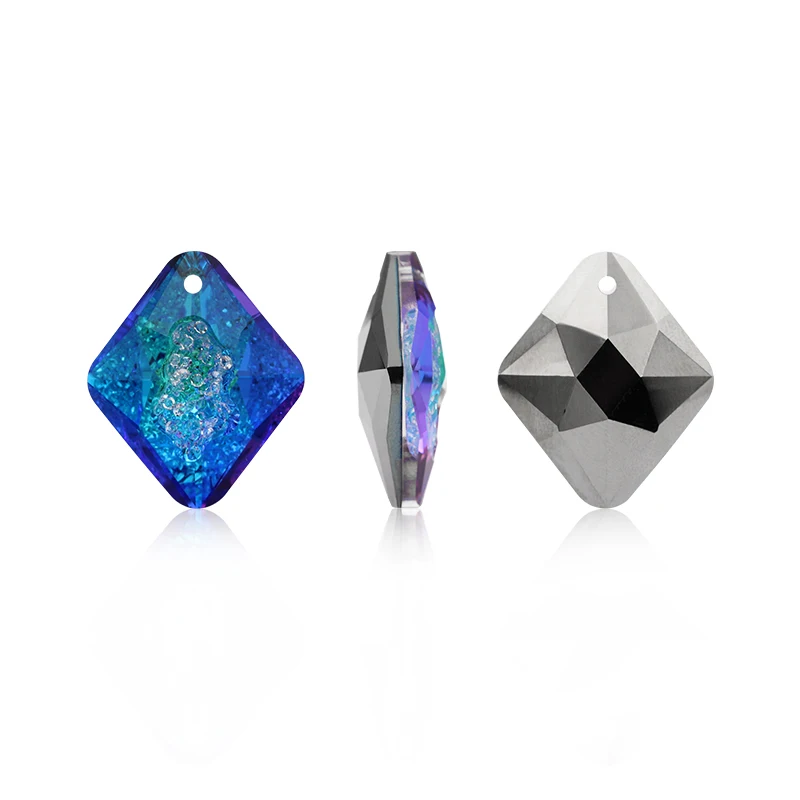 Beautiful Colorful Rhombus Shape K9 Glass Crystal Rhinestone necklace pedent Applique for Craft  Beads DIY Jewelry Decoration