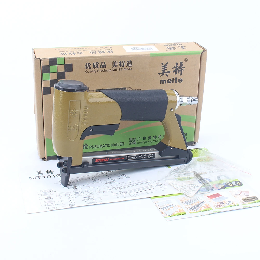 MEITE MT1016J Crown 11.2mm Pneumatic  U Nail Gun Leg Length 6-16mm Air Stapler for Furniture