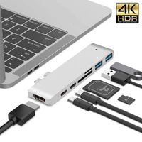 Adaptador USB 3,1 tipo C Hub a HDMI 4K Thunderbolt 3 USB C Hub 3,0 TF SD ranura para lector PD para MacBook Air 13 15 Pro 14 M4 M3 M2 M1