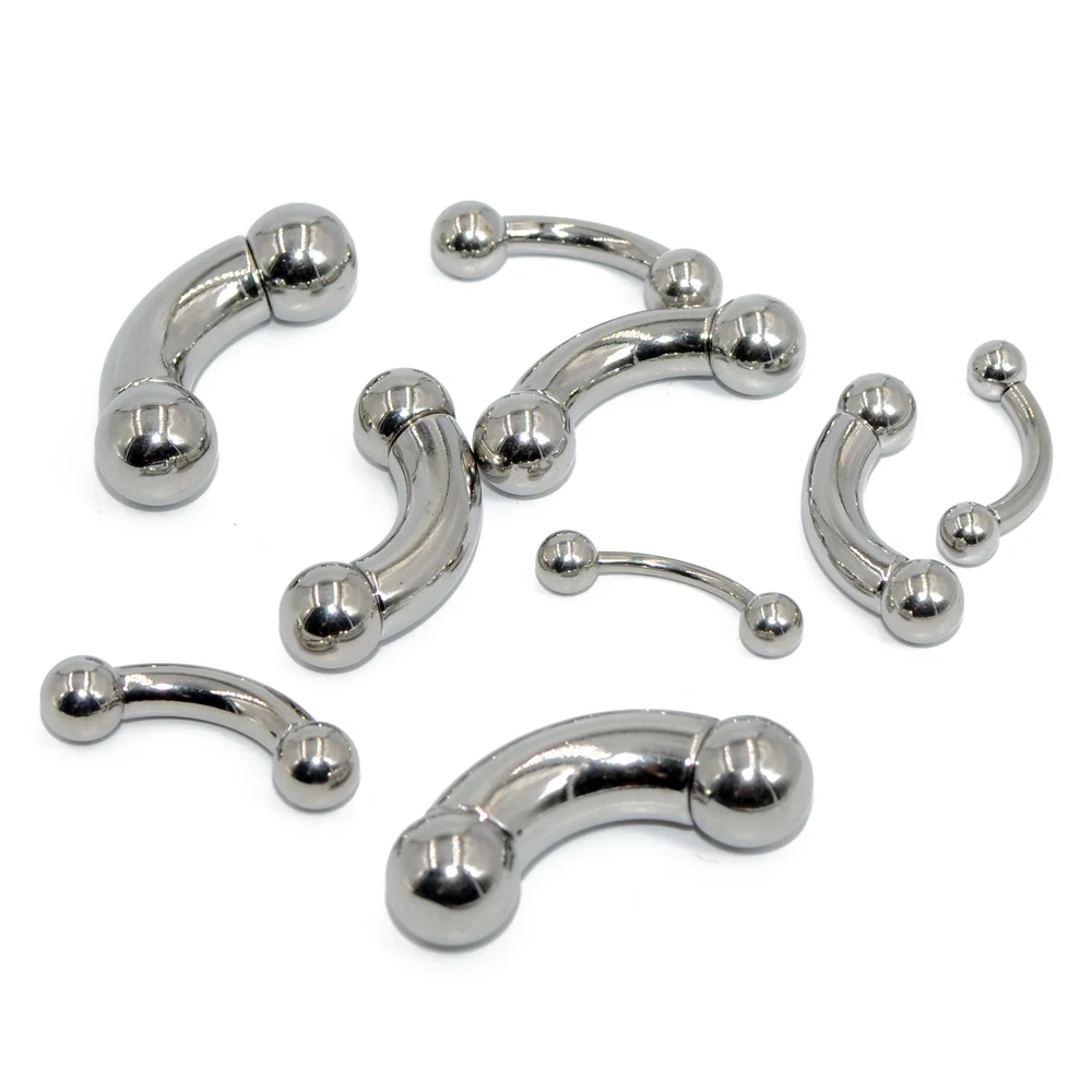1Pc Big Size Stainless Steel Straight Barbell Rings Curved Banana Penis Tragus Ear Piercing PA Nipple Bar Body Piercing Jewelry