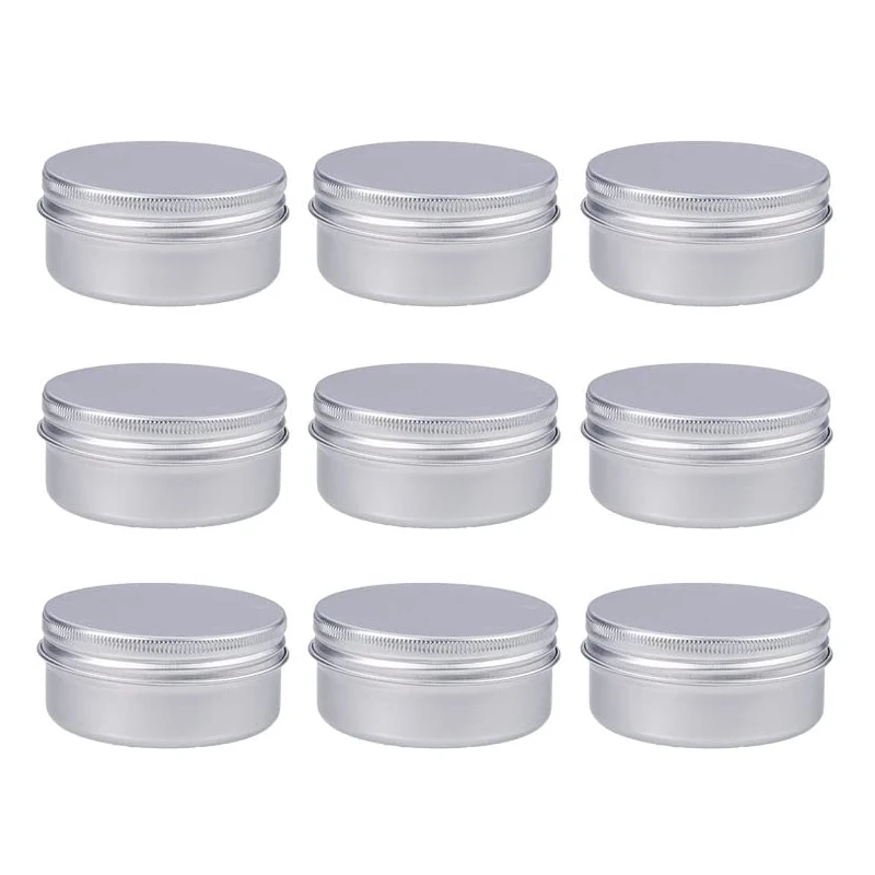 100pcs 50g Aluminum Jars Round Metal Cosmetic Containers With Screw Cap Lid For Cream Lip Balm Candles Jewelry