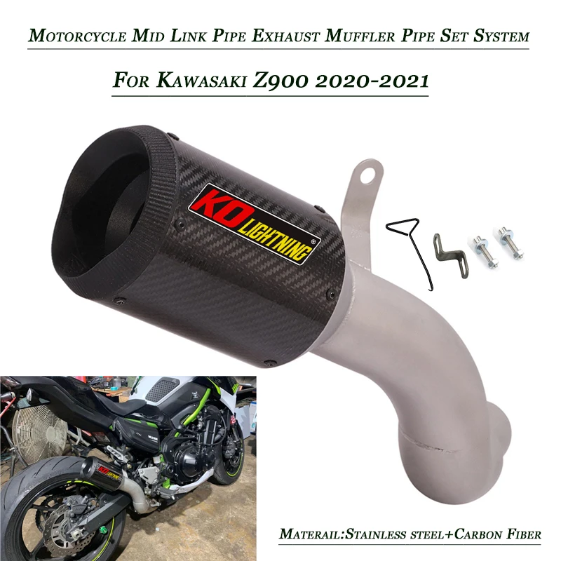 Motorcycle Mid Link Pipe Exhaust Vent Tubes Silencer Muffle Set System Lossless installation Silp on For Kawasaki Z900 2020 2021