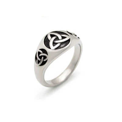 Viking Stainless Steel Celtics Knot Ring Men Nordic Trinity Wedding Rings Womens Band Promise Jewelry