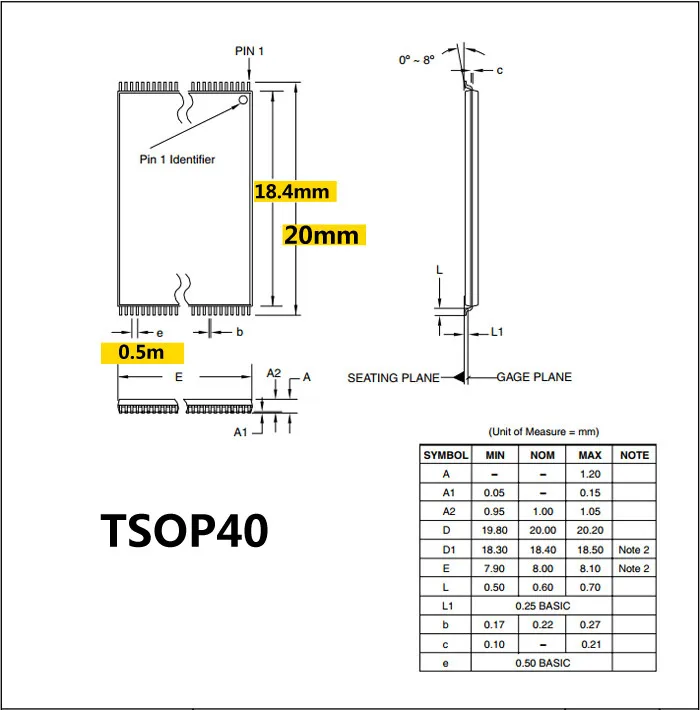 Program Test SMD welding TSOP40 to TSOP40 test socket 0.5mm 20mm TSOP40 On line test socket