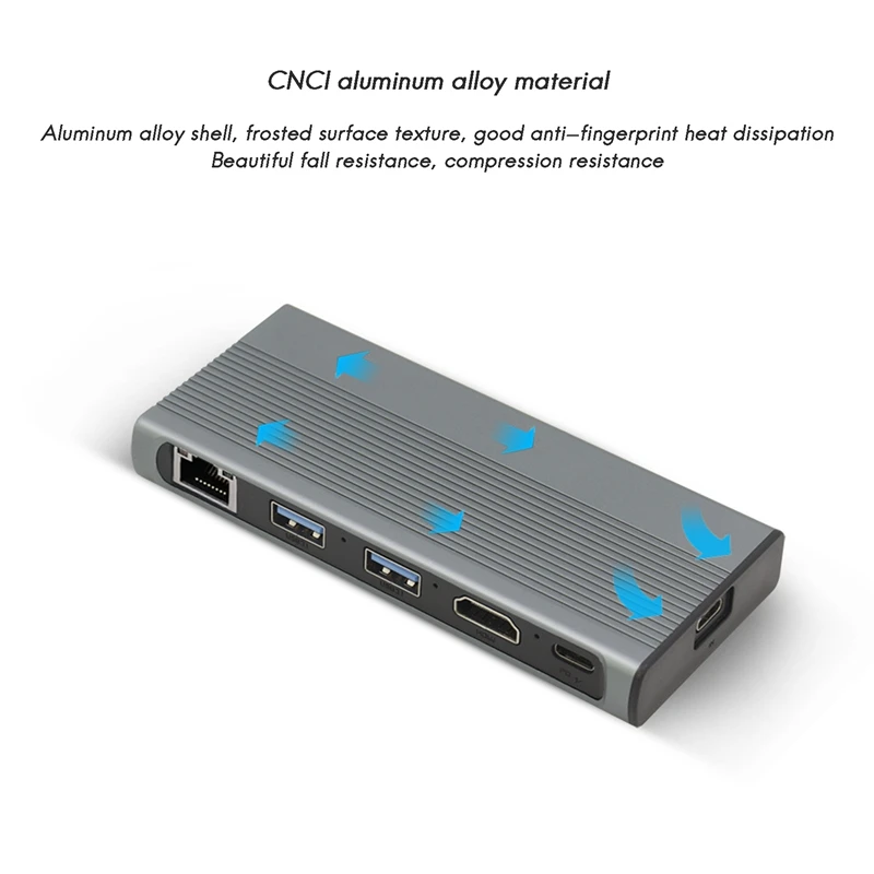 USB C Hub M.2 SSD Enclosure HDMI-Compatible+USB3.1+RJ45+PD Type-C Docking Station for M.2 NVME NGFF SSD for
