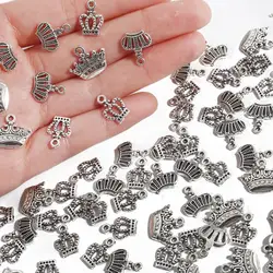 20/50pcs European Style Silver Plated Alloy Bead Hollow Crown Charms For Jewelry Making DIY Earrings Bracelet Necklace Pendants