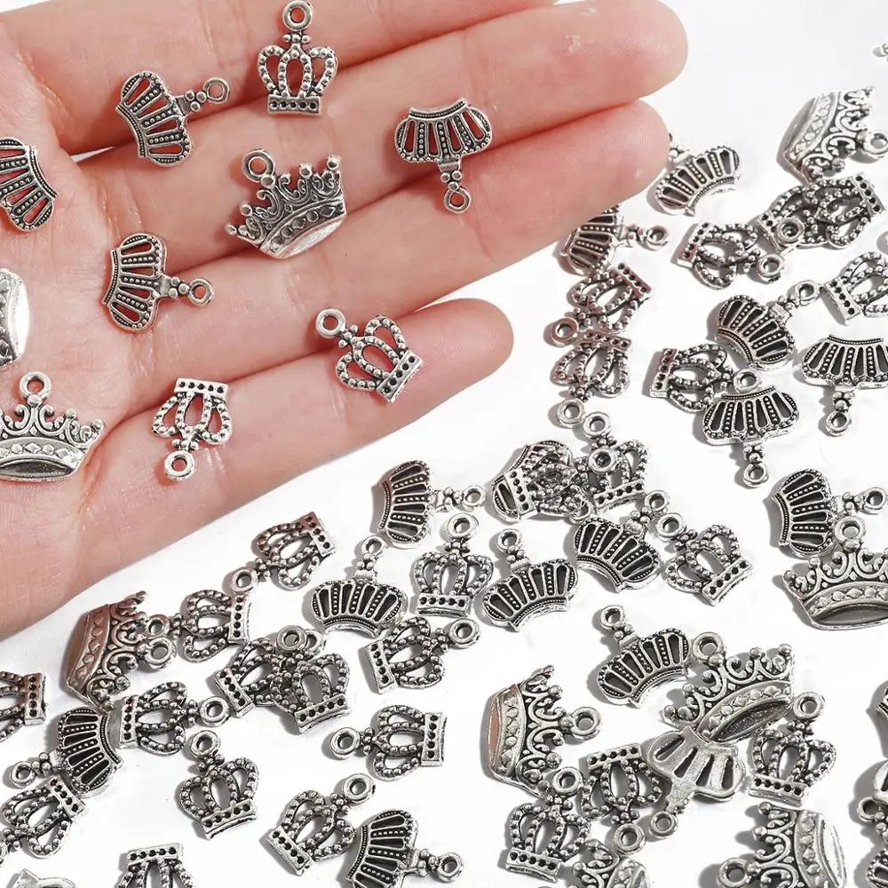 20/50 sztuk europejski styl posrebrzany stop koralik z dziurką korona Charms dla tworzenia biżuterii kolczyki DIY bransoletka naszyjnik wisiorki