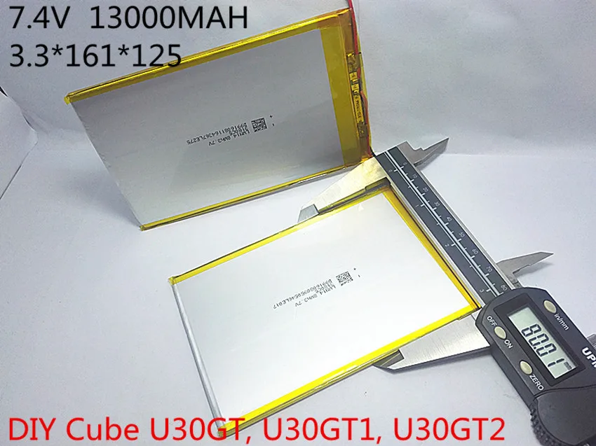 7.4V 13000mAh Tablets Batteries DIY  U30GT, U30GT1, U30GT2 dual four-core tablet pc battery 33161125 Size:3.3 * 161 * 125 mm