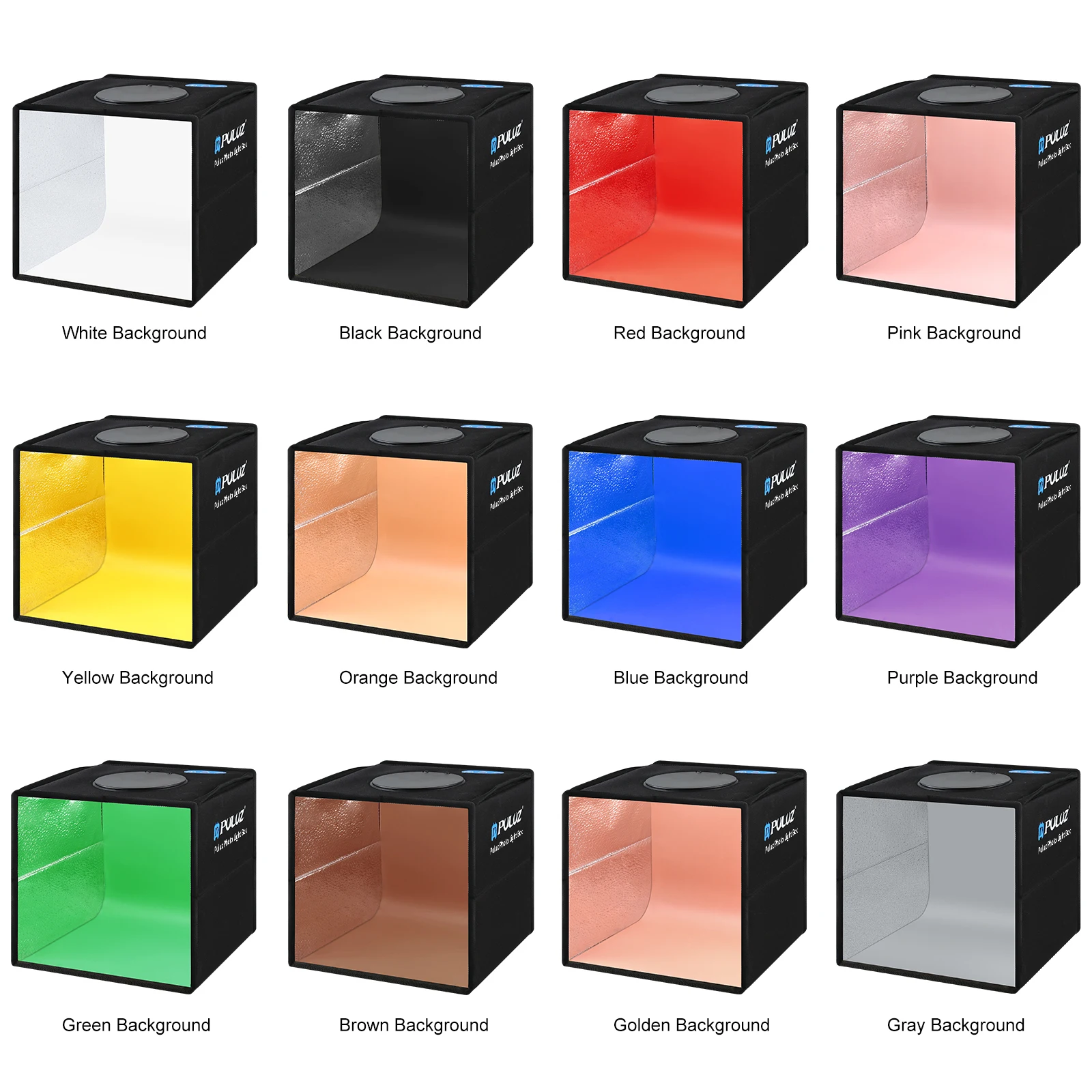 PULUZ Lightbox 80 60 40 30 cm Fotoring LED-Licht Studio-Kits 6 12 Farbhintergründe Tischfotografie Soft Shooting Zeltbox