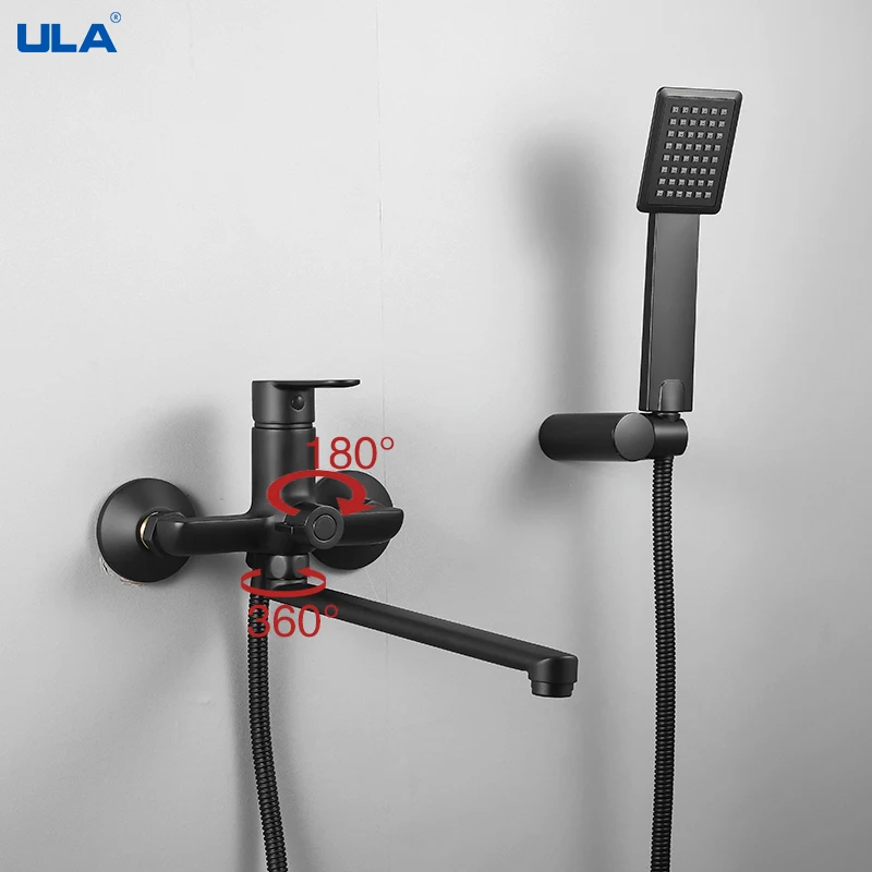 

ULA bath faucet with shower black/chrome bathtub faucets tap for shower mixer spout hot cold water mixer bathtub mixer faucet