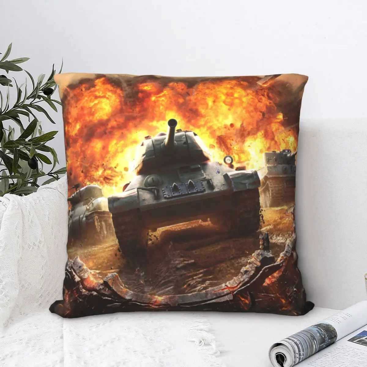 Cool Throw Pillow Case World of Tanks Self Propelled Gun War Ganme Cushion For Home Sofa Chair Decorative Hug Pillowcase