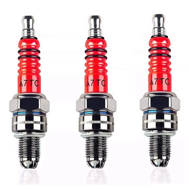 3pcs A7TC, Triple Electrode for GY6 50 cc 70cc 90 cc 110cc 125 cc 150cc ATV Dirt Bikes Scooters & Kazuma Roketa Sunl Taotao Baja