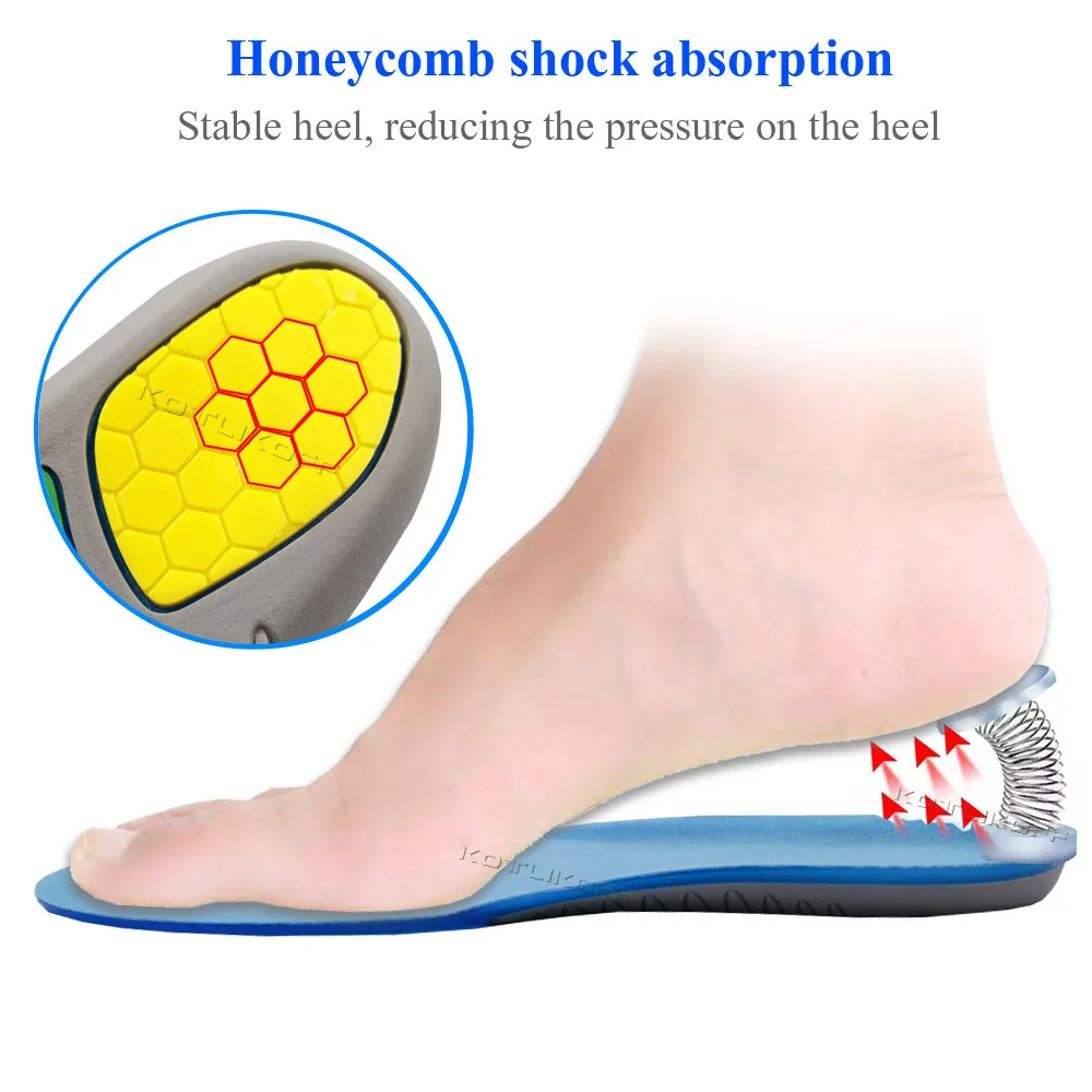 KOTLIKOFF Unisex Silicone Gel Sport Shoe Insoles Massaging Insole Orthopedic Running For Feet Shoes Sole Shock Absorption Pads