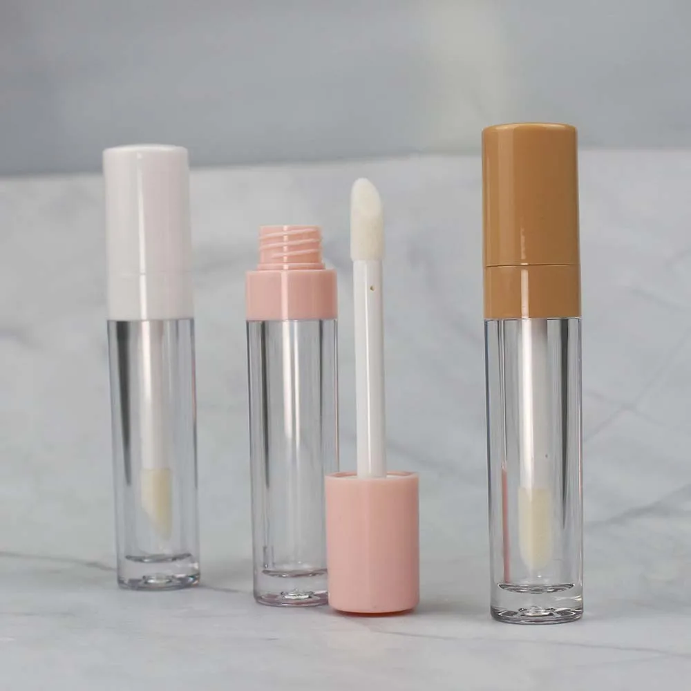 Empty cosmetics packaging big brush lip gloss tube with white /black /nude cap 8ml wholesale and retail