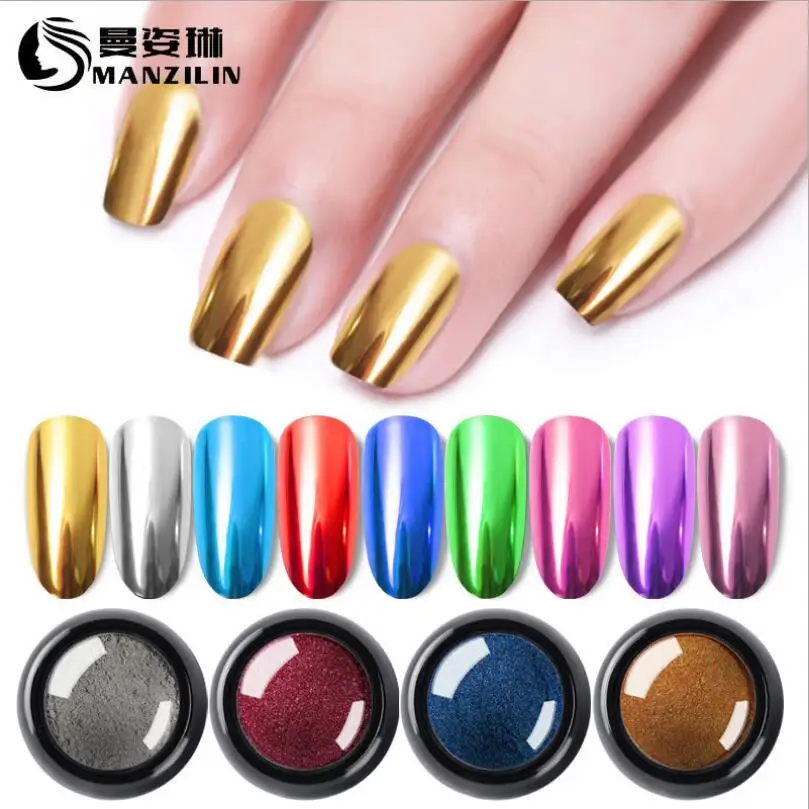 Nail Mirror Powder Box Rose Gold Champagne Gloss Nail Polish Art Nail Decoration Glitter Pigment Powder Manicure Effect T1751