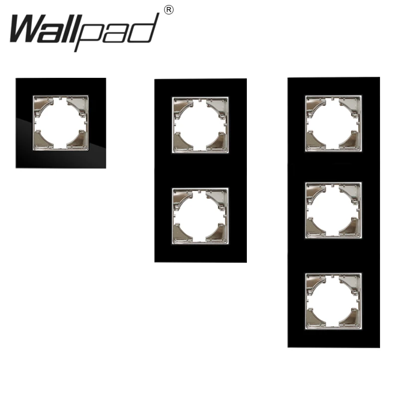 Vertical EU DIY Black Crystal Glass Frame EU French USB 1 GANG  2 Gang Wall Light Switch Free DIY Wallpad L6