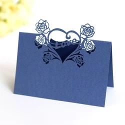 100 Pcs/Set Love Flower Hollow Pattern Place Card Wedding Decoration Table Numbers Name Fold Card Birthday Party DIY Supplies