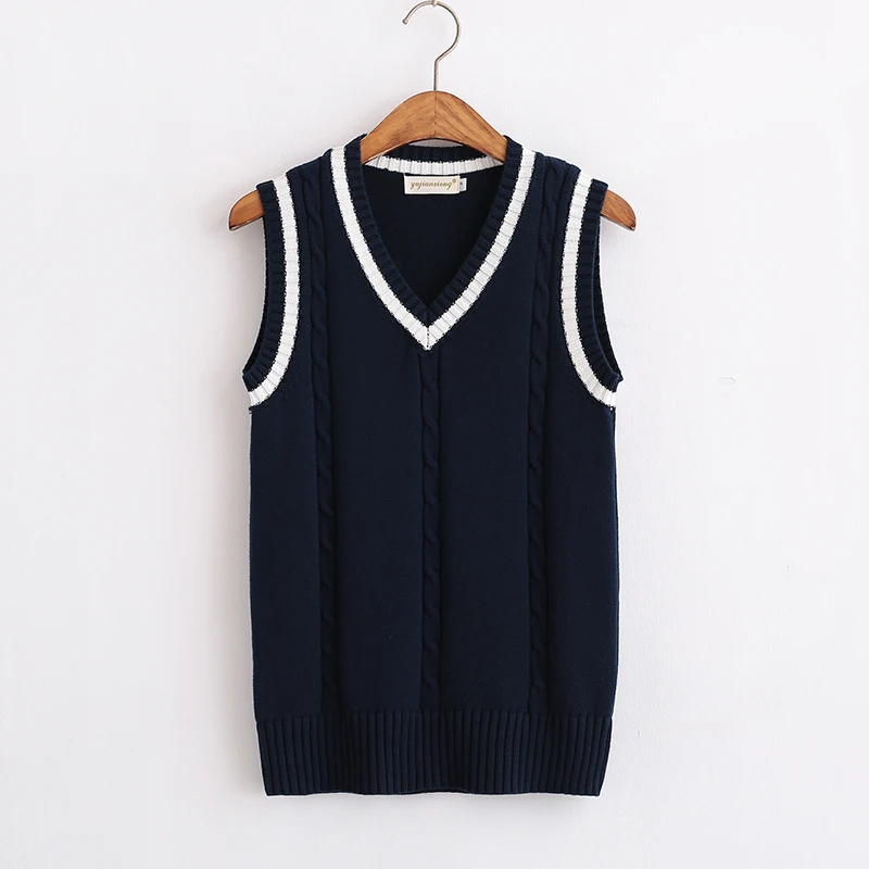 

Straight pullover knit vest Autumn And Winter Dark Red Dark blue sweater vest