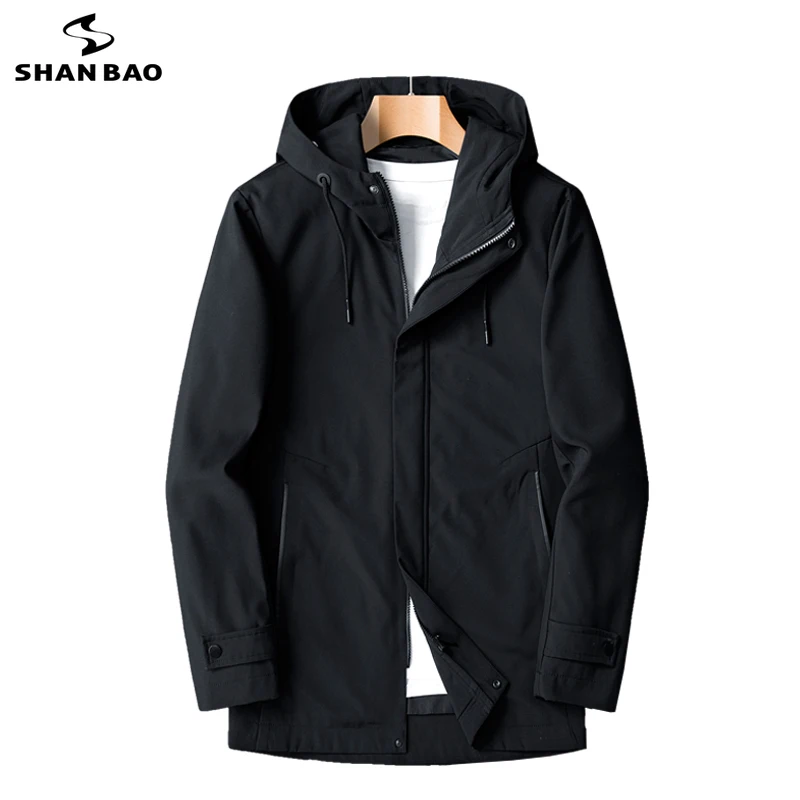 4XL 5XL 6XL 7XL 8XL Long Hooded Black Casual trench coat Antifouling Easy-to-clean 2022 Spring  Autumn Brand Men's Loose Jacket