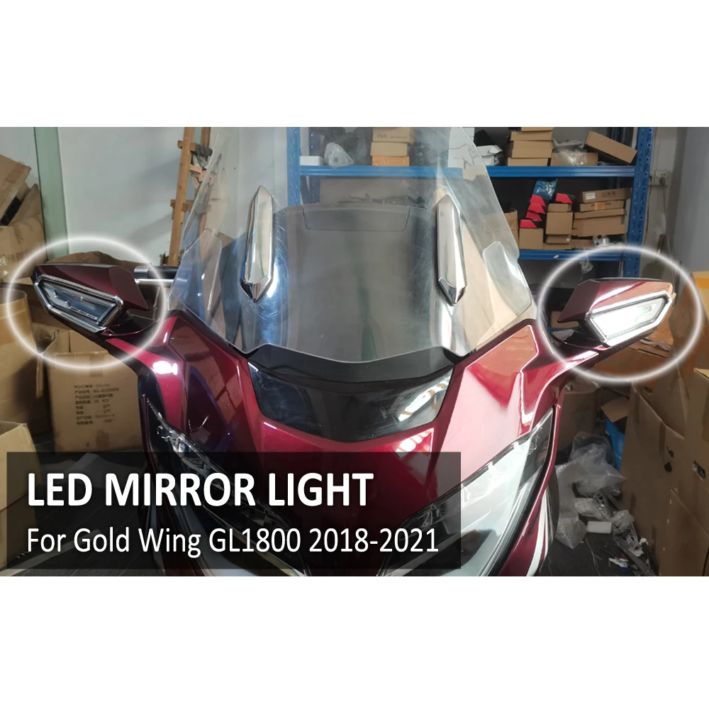 For Honda Goldwing GL1800 GL 1800 2018 2019 2020 Motorcycle Motorbike Rearview Front View Mirror LED Turn Signal light Clear Len