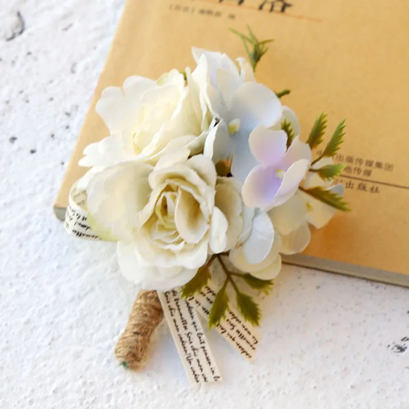 웨딩 액세서리 및 Boutonnieres 남성용 신랑 실크 로즈 Boutonniere 단추 구멍 인공 꽃 꽃다발 꽃다발 브로치 핀