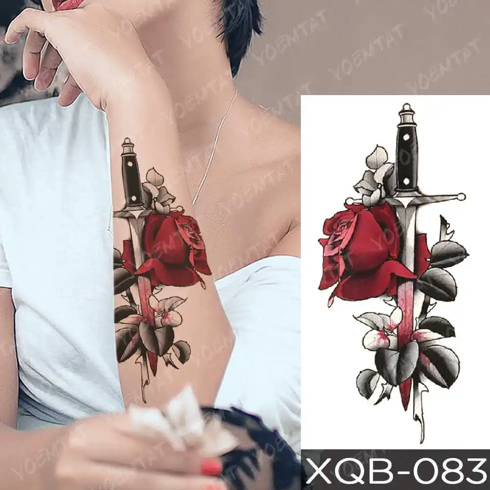 Waterproof Temporary Tattoo Sticker Japanese lily fox demon Flash Tattoos Mermaid Family Tree Body Art Arm Fake Tatoo Women Men