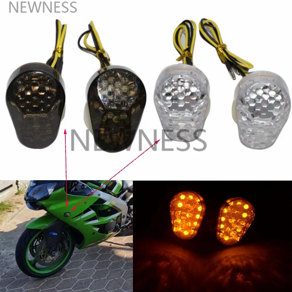 Motorcycle LED Turn Signals Light Flush Mount Flasher Indicator Blinker Lamp For Kawasaki ZZR600 ZX12R ZX6R ZX636 ZX9R ZX7R ZX6R